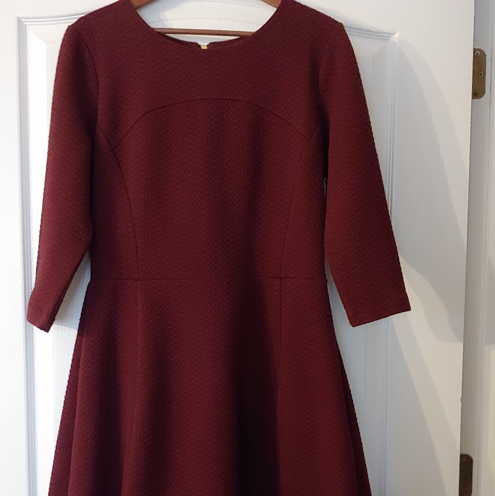 Boden A-line texture knit dress in merlot